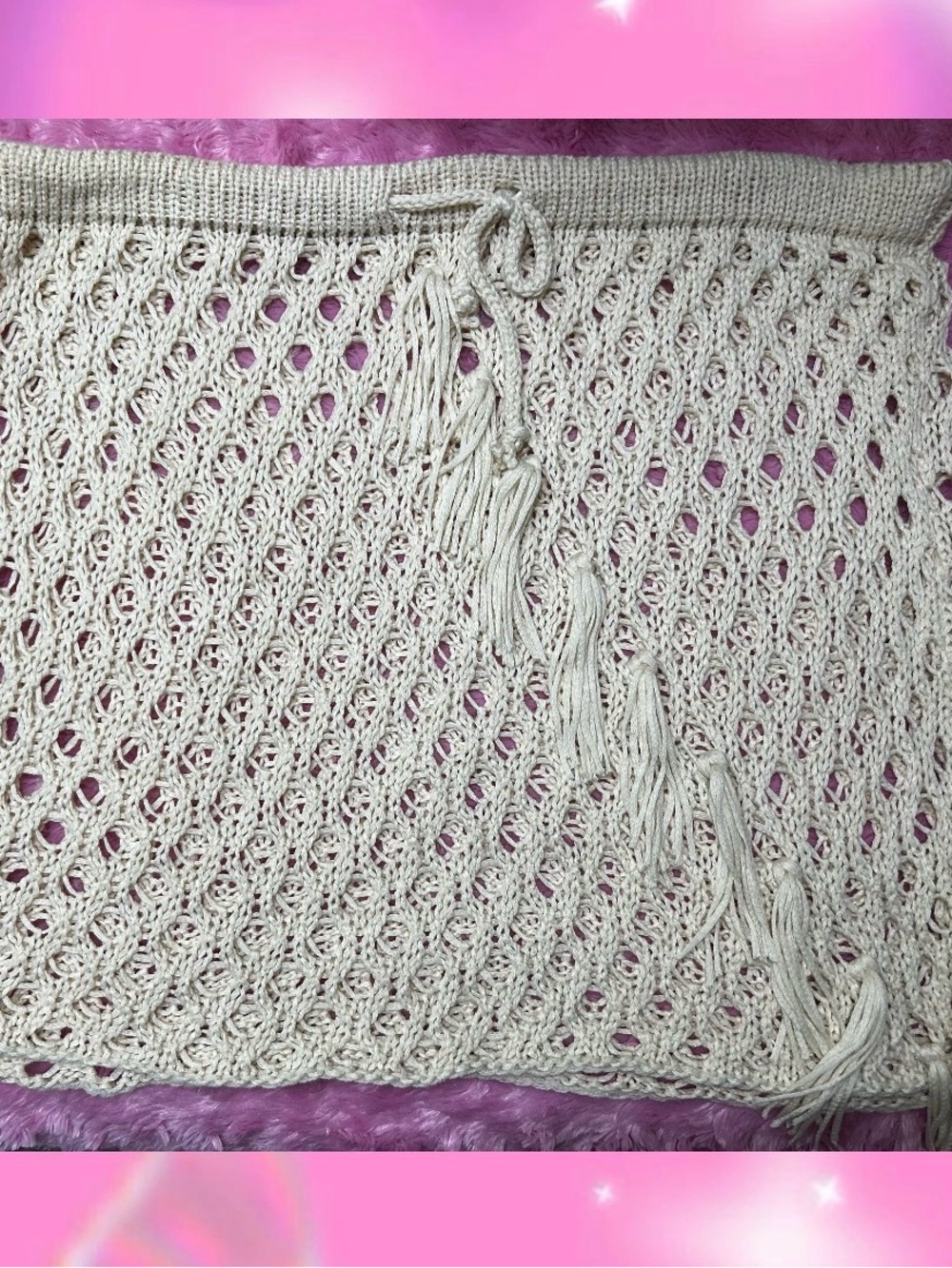 SHEIN Cream Crochet Drawstring Skirt